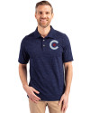 Chicago Cubs City Connect Cutter & Buck Advantage Tri-Blend Space Dye Mens Big and Tall Polo Dark Liberty Navy Front Thumbnail Image