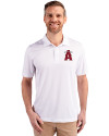 Los Angeles Angels City Connect Cutter & Buck Prospect Eco Textured Stretch Recycled Mens Big & Tall Polo White Front Thumbnail Image