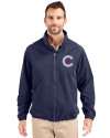Chicago Cubs City Connect Cutter & Buck Charter Eco Knit Recycled Big & Tall Full-Zip Jacket Navy Blue Front Thumbnail Image