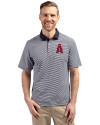 Los Angeles Angels City Connect Cutter & Buck Virtue Eco Pique Micro Stripe Recycled Mens Polo Navy Blue/White Front Thumbnail Image