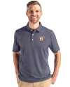 Houston Astros City Connect Cutter & Buck Pike Eco Symmetry Print Stretch Recycled Mens Big & Tall Polo Navy Blue/White Front Thumbnail Image