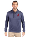 Los Angeles Angels City Connect Cutter & Buck Stealth Heathered Quarter Zip Mens Pullover Liberty Navy Front Thumbnail Image