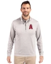 View image 11: Los Angeles Angels City Connect Cutter & Buck Stealth Heathered Mens Quarter Zip Polished Medium Gray Front