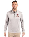 Los Angeles Angels City Connect Cutter & Buck Stealth Heathered Quarter Zip Mens Pullover Polished Medium Gray Front Thumbnail Image