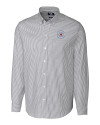 Chicago Cubs City Connect Cutter & Buck Stretch Oxford Stripe Mens Long Sleeve Dress Shirt Charcoal Mannequin Thumbnail Image