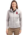 Los Angeles Angels City Connect Cutter & Buck Stealth Hybrid Quilted Womens Full Zip Windbreaker Jacket Polished Medium Gray Front Thumbnail Image