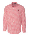 Los Angeles Angels City Connect Cutter & Buck Easy Care Stretch Gingham Mens Long Sleeve Dress Shirt Cardinal Red Mannequin Thumbnail Image