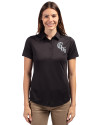 Chicago White Sox City Connect Cutter & Buck Prospect Eco Textured Stretch Recycled Womens Short Sleeve Polo Black Front Thumbnail Image