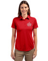 Miami Marlins City Connect Cutter & Buck Prospect Eco Textured Stretch Recycled Womens Short Sleeve Polo Red Front Thumbnail Image
