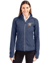 Houston Astros City Connect Cutter & Buck Mainsail Sweater-Knit Womens Full Zip Jacket Liberty Navy Heather Front Thumbnail Image