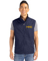 Milwaukee Brewers City Connect Cutter & Buck Charter Eco Full-Zip Mens Big & Tall Vest Navy Blue Front Thumbnail Image