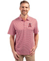 Los Angeles Angels City Connect Cutter & Buck Forge Eco Double Stripe Stretch Recycled Mens Polo Cardinal Red/White Front Thumbnail Image