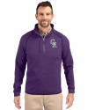 Colorado Rockies City Connect Cutter & Buck Mainsail Sweater-Knit Mens Half Zip Pullover Jacket College Purple Heather Front Thumbnail Image