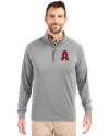 Los Angeles Angels City Connect Cutter & Buck Adapt Eco Knit Stretch Recycled Mens Big and Tall Quarter Zip Pullover Polished Medium Gray Front Thumbnail Image