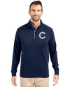 Chicago Cubs City Connect Cutter & Buck Adapt Eco Knit Stretch Recycled Mens Big and Tall Quarter Zip Pullover Navy Blue Front Thumbnail Image