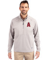 Los Angeles Angels City Connect Cutter & Buck Adapt Eco Knit Hybrid Recycled Mens Quarter Zip Polished Medium Gray Front Thumbnail Image