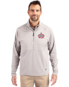 Miami Marlins City Connect Cutter & Buck Adapt Eco Knit Hybrid Recycled Mens Quarter Zip Polished Medium Gray Front Thumbnail Image