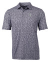 Colorado Rockies City Connect Cutter & Buck Pike Magnolia Print Stretch Mens Polo Black/Polished Mannequin Thumbnail Image