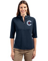 Chicago Cubs City Connect Cutter & Buck Virtue Eco Pique Recycled Half Zip Pullover Womens Hoodie Navy Blue Front Thumbnail Image