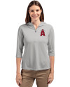 Los Angeles Angels City Connect Cutter & Buck Virtue Eco Pique Recycled Half Zip Pullover Womens Hoodie Polished Medium Gray Front Thumbnail Image