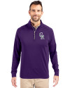 Colorado Rockies City Connect Cutter & Buck Adapt Eco Knit Stretch Recycled Mens Quarter Zip Pullover College Purple Front Thumbnail Image
