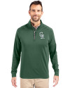 Colorado Rockies City Connect Cutter & Buck Adapt Eco Knit Stretch Recycled Mens Quarter Zip Pullover Hunter Green Front Thumbnail Image