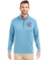 Chicago Cubs City Connect Cutter & Buck Adapt Eco Knit Stretch Recycled Mens Quarter Zip Pullover Atlas Light Blue Front Thumbnail Image