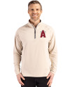 Los Angeles Angels City Connect Cutter & Buck Adapt Eco Knit Stretch Recycled Mens Quarter Zip Pullover Wheat Front Thumbnail Image