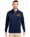 Milwaukee Brewers City Connect Cutter & Buck Adapt Eco Knit Stretch Recycled Mens Quarter Zip Pullover Navy Blue Front Thumbnail Image