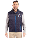 Chicago Cubs City Connect Cutter & Buck Rainier PrimaLoft® Mens Big and Tall Eco Insulated Full Zip Puffer Vest Dark Navy/Silver Front Thumbnail Image