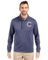 Chicago Cubs City Connect Cutter & Buck Stealth Heathered Mens Big and Tall  Quarter Zip Pullover Liberty Navy Front Thumbnail Image