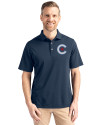 Chicago Cubs City Connect Cutter & Buck Virtue Eco Pique Recycled Mens Big and Tall Polo Navy Blue Front Thumbnail Image