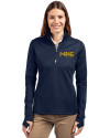 Milwaukee Brewers City Connect Cutter & Buck Traverse Stretch Eco Quarter Zip Womens Pullover Liberty Navy Front Thumbnail Image
