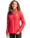 Miami Marlins City Connect Cutter & Buck Rainier PrimaLoft®  Womens Eco Insulated Full Zip Puffer Jacket Red Front Thumbnail Image