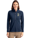 Boston Red Sox City Connect Cutter & Buck Adapt Eco Knit Stretch Recycled Womens Half Zip Pullover Navy Blue Front Thumbnail Image