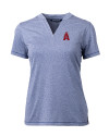 View image 14: Los Angeles Angels City Connect Cutter & Buck Forge Recycled Four-Way Stretch Heathered Womens Blade Top Indigo Heather Mannequin