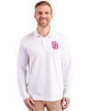 San Diego Padres City Connect Cutter & Buck Advantage Eco Tri-Blend Pique Mens Big and Tall Long Sleeve Polo White Front Thumbnail Image