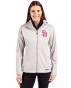 San Diego Padres City Connect Cutter & Buck Evoke Softshell Recycled Full Zip Womens Jacket CONCRETE Front Thumbnail Image