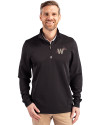 Washington Nationals City Connect Cutter & Buck Traverse Stretch Eco Quarter Zip Mens Pullover Black Front Thumbnail Image