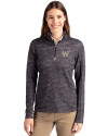 Washington Nationals City Connect Cutter & Buck Traverse Stretch Eco Camo Print Quarter Zip Womens Pullover Black Front Thumbnail Image