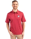 View image 1: Houston Astros Stars & Stripes Cutter & Buck Forge Pencil Stripe Stretch Mens Polo Cardinal Red Front