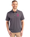 San Diego Padres City Connect Cutter & Buck Pike Eco Symmetry Print Stretch Recycled Mens Big & Tall Polo Black/White Front Thumbnail Image