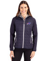 Buffalo Bills Cutter & Buck Rainier Recycled Insulated Hybrid Puffer Womens Full Zip Jacket Dark Navy Front Thumbnail Image