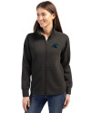 Carolina Panthers Cutter & Buck Roam Epic Versatility Full Zip Recycled Womens Jacket Black Front Thumbnail Image