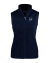 View image 3: New Hampshire Wildcats College Vault Cutter & Buck Cascade Epic Comfort Recycled Sherpa Fleece Womens Full Zip Vest Navy Blue Mannequin
