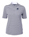 New Hampshire Wildcats College Vault Cutter & Buck Virtue Eco Pique Stripe Recycled Womens Top Navy Blue Mannequin Thumbnail Image
