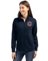 Chicago Cubs Cutter & Buck Roam Epic Versatility Full Zip Recycled Womens Jacket Navy Blue Front Thumbnail Image