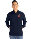 Cleveland Guardians - Cutter & Buck Roam Epic Versatility Recycled Quarter Zip Mens Pullover Navy Blue Front Thumbnail Image