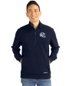 Buffalo Bills NFL Helmet Cutter & Buck Roam Epic Versatility Recycled Quarter Zip Mens Pullover Navy Blue Front Thumbnail Image