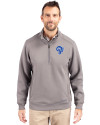 Los Angeles Rams Historic Cutter & Buck Roam Epic Versatility Recycled Quarter Zip Mens Pullover Elemental Grey Front Thumbnail Image